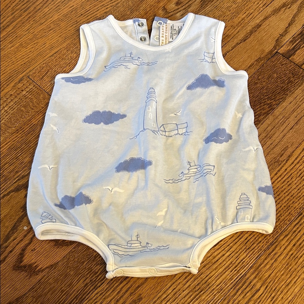 Blue Nautical Baby Bubble Romper